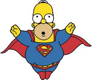Гомер Супермен мужская футболка с коротким рукавом (цвет: белый)