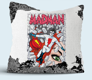 Madman подушка с пайетками (цвет: белый + черный)