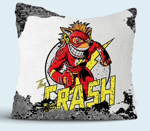 Crash x Flash подушка с пайетками (цвет: белый + черный)