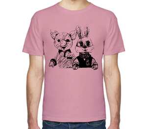 Хрюша и Степашка мужская футболка с коротким рукавом (цвет: розовый меланж)