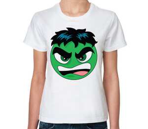 Халк (Hulk) женская футболка с коротким рукавом (цвет: белый)