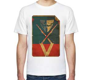 V - значит вендетта мужская футболка с коротким рукавом (цвет: белый)