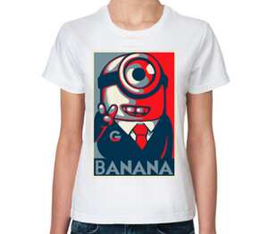 Banana Minion женская футболка с коротким рукавом (цвет: белый)