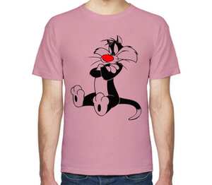 кот сильвестр мужская футболка с коротким рукавом (цвет: розовый меланж)