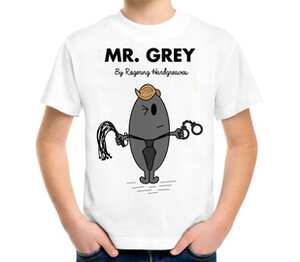 Мистер Грей (50 оттенков серого) детская футболка с коротким рукавом (цвет: белый)