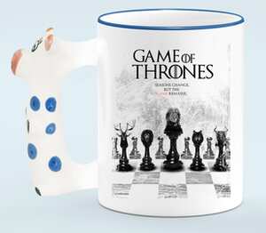 GAME OF THRONES - Игра престолов кружка с ручкой в виде коровы (цвет: белый + синий)