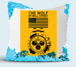 The Wolf of Wall Street подушка с пайетками (цвет: белый + синий)
