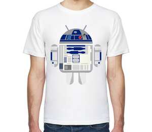 R2D2 x Android мужская футболка с коротким рукавом (цвет: белый)