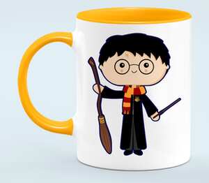 Гарри Поттер (Harry Potter) кружка двухцветная (цвет: белый + оранжевый)