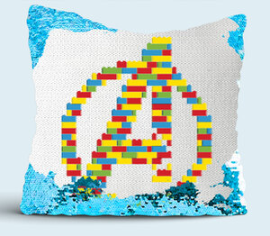 Мстители (Лего) подушка с пайетками (цвет: белый + синий)