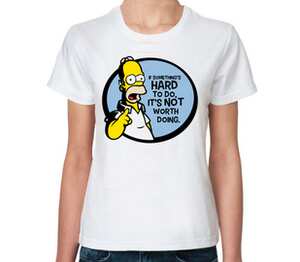 Мудрость Гомера Симпсона женская футболка с коротким рукавом (цвет: белый)