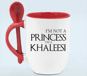 Игра престолов (game of thrones) Khaleesi кружка с ложкой в ручке (цвет: белый + красный)