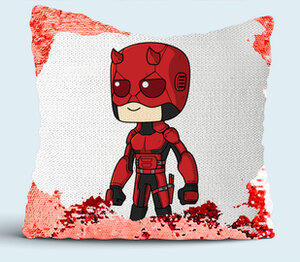 Сорвиголова (Daredevil) подушка с пайетками (цвет: белый + красный)