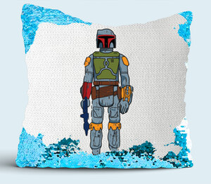 Джанго Фетт (Star Wars) подушка с пайетками (цвет: белый + синий)