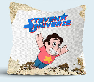 Вселенная Стивена подушка с пайетками (цвет: белый + золотой)