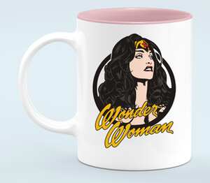 Чудо-женщина (Wonder Woman) кружка хамелеон двухцветная (цвет: белый + розовый)