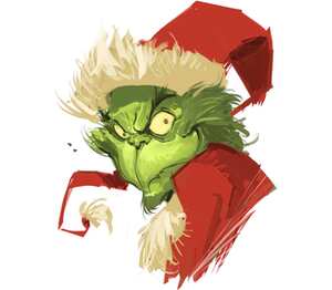 Гринч в костюме Деда Мороза | Grinch кружка двухцветная (цвет: белый + синий)