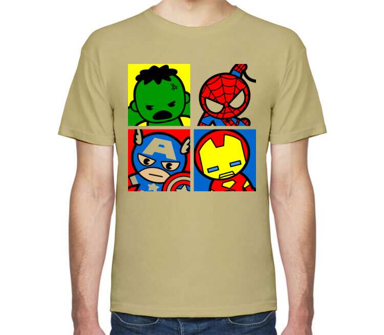 Мстители мужская футболка с коротким рукавом (цвет: песочный)