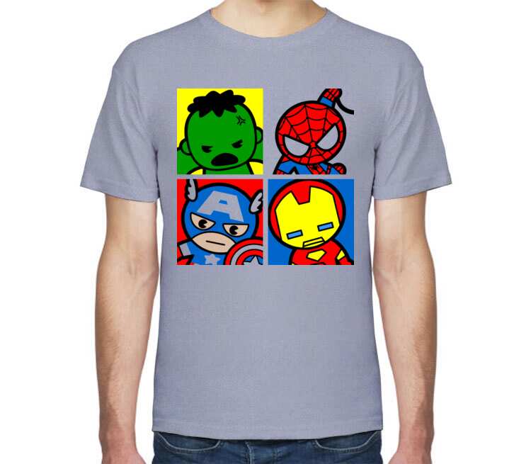 Мстители мужская футболка с коротким рукавом (цвет: голубой меланж)