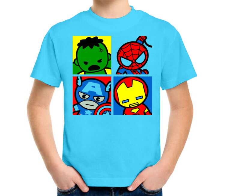 Мстители детская футболка с коротким рукавом (цвет: небесный)