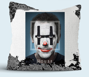 Доктор Хаус / House подушка с пайетками (цвет: белый + черный)