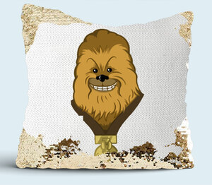 Чубакка (Звездные Войны) подушка с пайетками (цвет: белый + золотой)