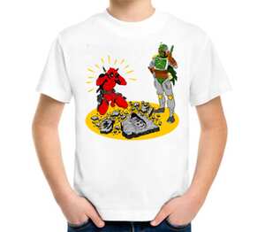 Боба Фетт и Дэдпул детская футболка с коротким рукавом (цвет: белый)