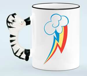 Rainbow Dash cutie mark кружка с ручкой в виде зебры (цвет: белый + черный)