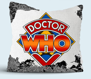 Доктор Кто (Doctor Who) подушка с пайетками (цвет: белый + черный)