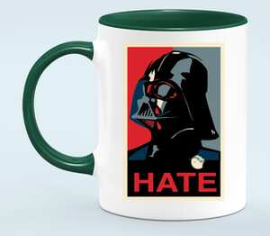 Darth Vader - Hate кружка двухцветная (цвет: белый + зеленый)