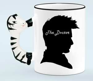 Доктор Кто (Doctor Who) кружка с ручкой в виде зебры (цвет: белый + черный)