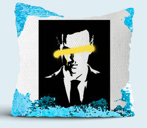 Мориарти (Шерлок Холмс) подушка с пайетками (цвет: белый + синий)