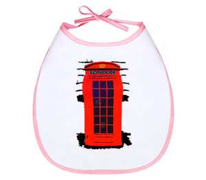 London Phone Booth слюнявчик (цвет: белый + красный)