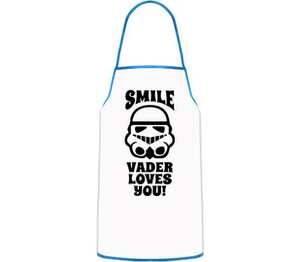 Smile, Vader loves you! кухонный фартук (цвет: белый + синий)