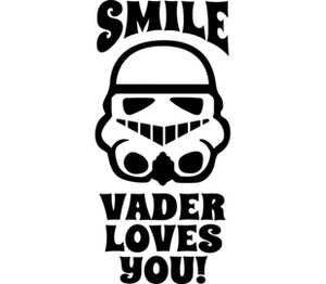 Smile, Vader loves you! мужская футболка с коротким рукавом (цвет: белый)
