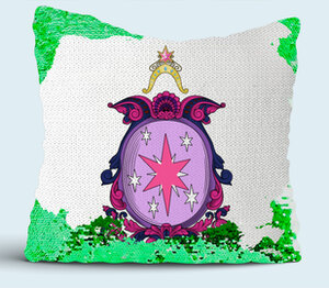 My Little Pony - герб Twilight Sparkle (Искорка) подушка с пайетками (цвет: белый + зеленый)