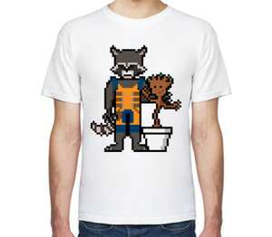 Грут и Енот (Стражи Галактики) мужская футболка с коротким рукавом (цвет: белый)