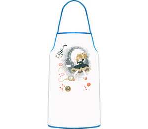 Алиса в стране чудес кухонный фартук (цвет: белый + синий)