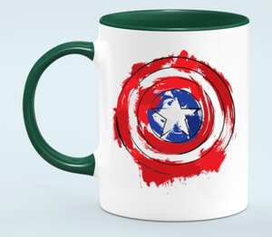 Captain America  кружка двухцветная (цвет: белый + зеленый)