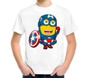 Captain America Minions  детская футболка с коротким рукавом (цвет: белый)