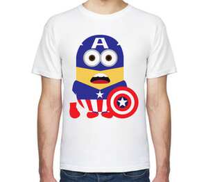 Captain America Minions мужская футболка с коротким рукавом (цвет: белый)