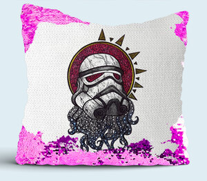 Штурмовик из Star Wars подушка с пайетками (цвет: белый + сиреневый)