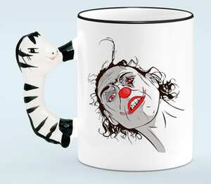 Evil Clown кружка с ручкой в виде зебры (цвет: белый + черный)