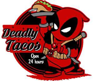 Deadpool Tacos! кружка с кантом (цвет: белый + красный)
