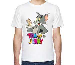 Tom and jerry - том и джерри мужская футболка с коротким рукавом (цвет: белый)