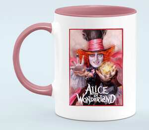 Безумный шляпник - Алиса в стране чудес (Alice in wonderland) кружка двухцветная (цвет: белый + розовый)