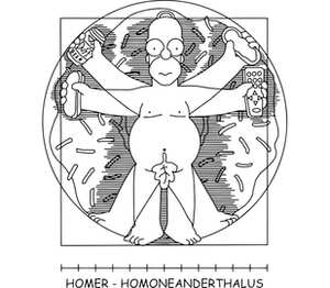 Гомер да винчи (homer - homoneanderthalus) детская футболка с коротким рукавом (цвет: белый)