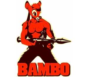 Бэмби - Рэмбо (Bambo - Rambo) кружка с кантом (цвет: белый + светло-зеленый)