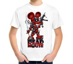 Микки Маус - Дэдпул (Dead Mouse) детская футболка с коротким рукавом (цвет: белый)
