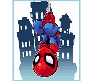 Человек паук кружка двухцветная (цвет: белый + голубой)